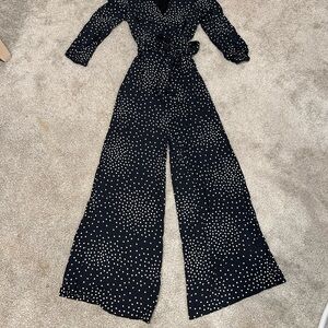 Taylor Navy and White Speckled Jumpsuit